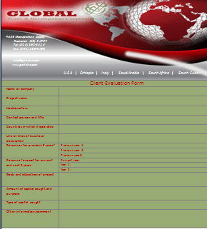 Client evaluation form
